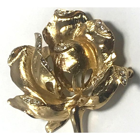 Nolan Miller Glamour Collection Dimensional Rose Brooch Pin Gold Tone AS IS - Picture 2 of 4